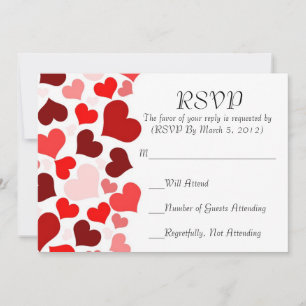 Luxury Elegant Red Hearts RSVP Karte