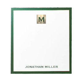 Luxury Emerald Gold Monogram Notizblock