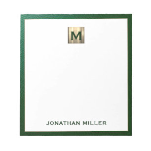 Luxury Emerald Gold Monogram Notizblock