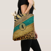 Luxury Emerald & Gold Safari Leopard Zebra Glitter