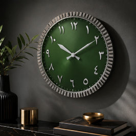 Luxury Emerald Green Arabic Numeral Modern Islamic Große Wanduhr