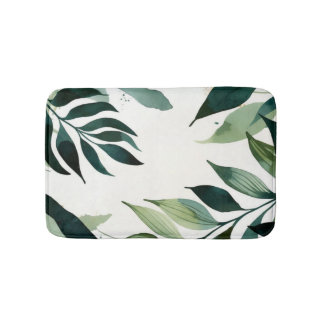 Luxury Emerald Green Gold Botanical Bath Mat Badematte