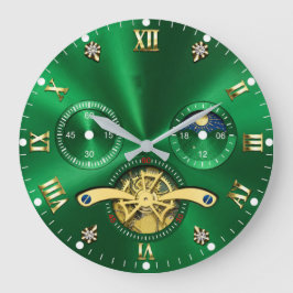 Luxury Emerald Green Gold Elegant Große Wanduhr