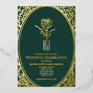 Luxury Emerald Green Wedding Foil Einladung