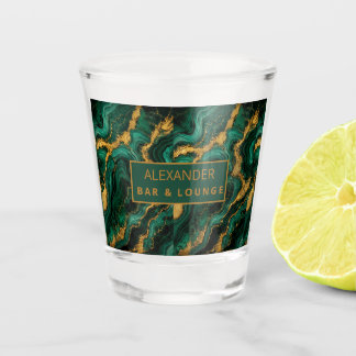 Luxury Emerald Malachite Gold Liquid Agate Shot Schnapsglas