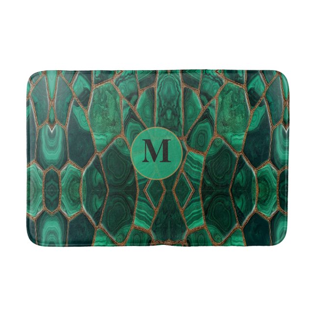 Luxury Emerald Malachite Green Marble Abstract Badematte (Vorderseite)