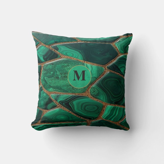 Luxury Emerald Malachite Green Marble Abstract Kissen (Vorderseite)
