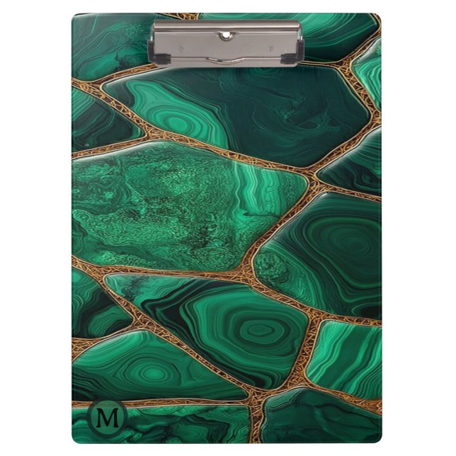 Luxury Emerald Malachite Green Marble Abstract Klemmbrett (Vorderseite)