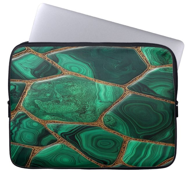 Luxury Emerald Malachite Green Marble Abstract Laptopschutzhülle (Vorderseite)