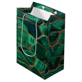 Luxury Emerald Malachite Green Marble Abstract Mittlere Geschenktüte