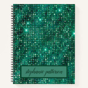 Luxury Emerald Shimmering Sequins Individuelle Nam Notizbuch