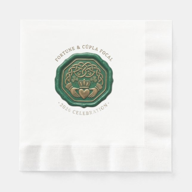 Luxury Emerald Wax Seal Napkin – Irish Claddagh Serviette (Vorderseite)