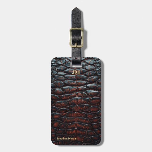 Luxury Executive Monogram Premium Leather  Gepäckanhänger (Vorderseite vertikal)
