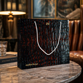Luxury Executive Monogram Premium Leather Große Geschenktüte
