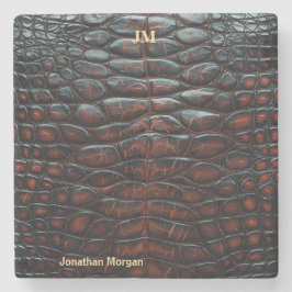 Luxury Executive Monogram Premium Leather Steinuntersetzer