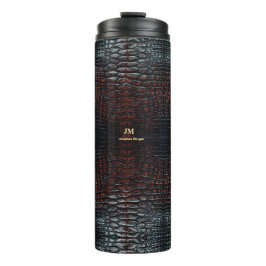 Luxury Executive Monogram Premium Leather Thermosbecher