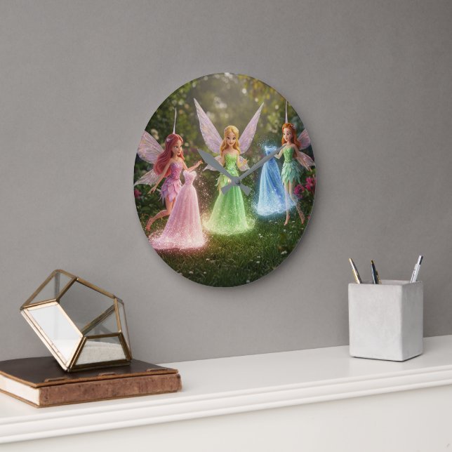 Luxury Fairy Brautparty Große Wanduhr (Büro)