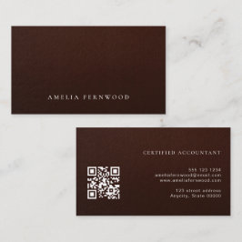 Luxury Faux Leather Certified Accountant QR Code Visitenkarte