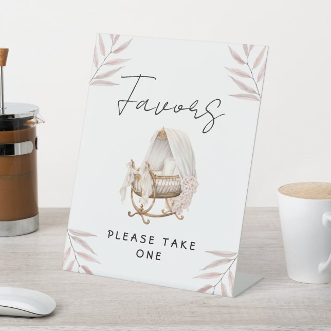 Luxury Favors Dusty Rose Watercolor Baby Shower Sockelschild (In SItu)