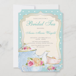 Luxury Floral Bridal Tea Polka dot Einladung