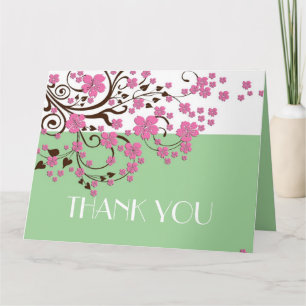 Luxury Floral Cherry Blossom Green Danke Karte