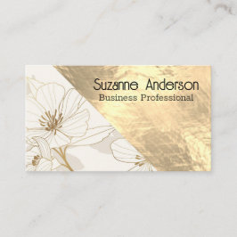 Luxury Floral | Gold Metal Textur Visitenkarte