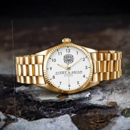 Luxury Floral Monogram Letters with Couple's Names Armbanduhr