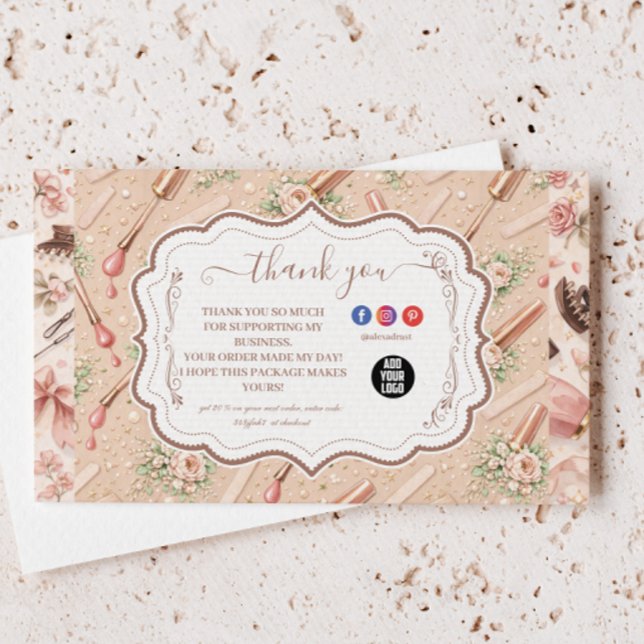 Luxury Floral Nail Artist Business Dankeskarte (Von Creator hochgeladen)