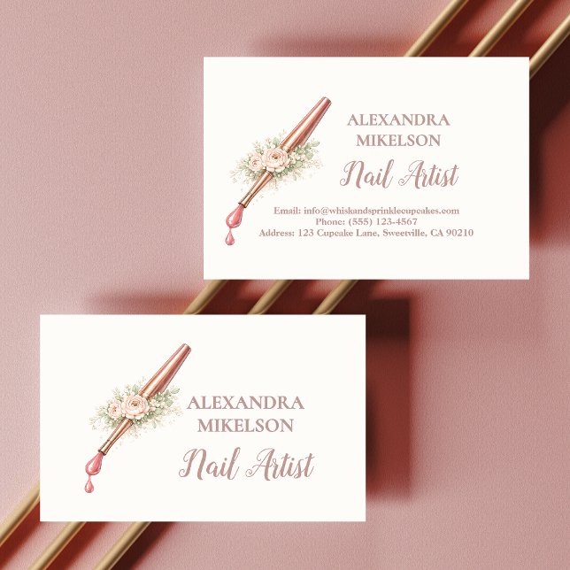 Luxury Floral Nail Artist Business Visitenkarte (Von Creator hochgeladen)