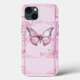 Luxury Floral Pink Butterfly iPhone 13 Fall Case-Mate iPhone Hülle
