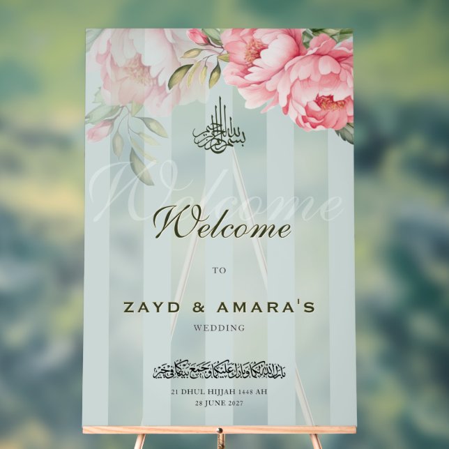 Luxury Floral Wedding Welcome Acrylic Sign Acrylschild (Neutral)
