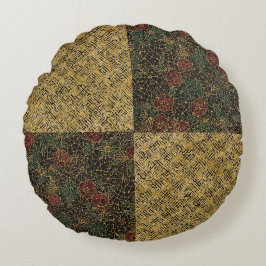 Luxury Flowers and Gold Pattern ,Gold Black Red Rundes Kissen