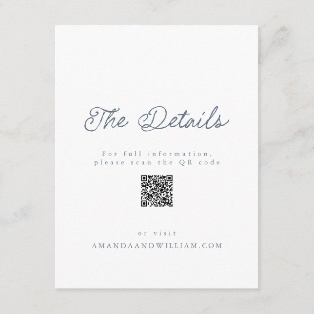 Luxury French Wedding Details Card QR Code  Einladung (Vorderseite)