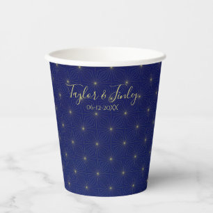 Luxury Geometric Deko Navy Starry Night Wedding Pappbecher