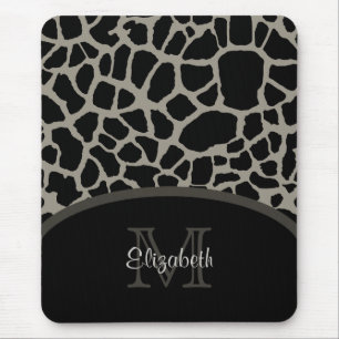Luxury Giraffe Print Elegante Monogram und Name Mousepad