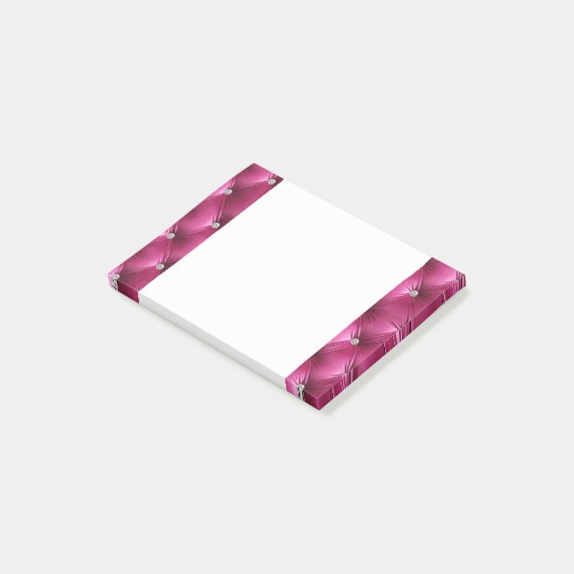 Luxury Glam Girly Pink Imitats Velvet Post-it Klebezettel (angewinkelt)