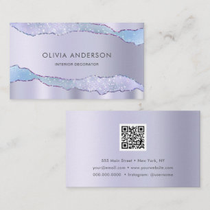 Luxury Glam Lila QR Code Mode Modern Modern Visitenkarte