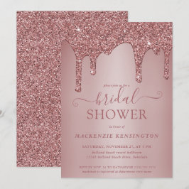 Luxury Glam Rose Gold Glitzer Tropfen Brautparty Einladung