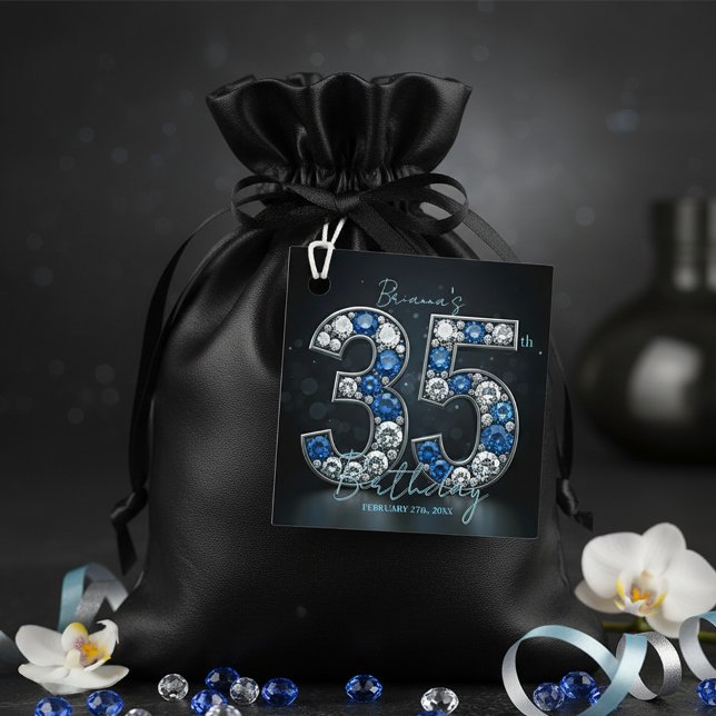 Luxury Glam Sapphire und Diamond 35. Geburtstag Geschenkanhänger (Von Creator hochgeladen)