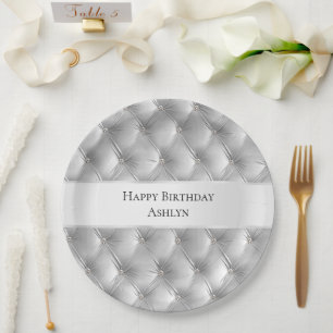 Luxury Glam Soft Gray Imitats Velvet Pappteller