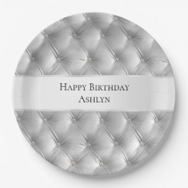 Luxury Glam Soft Gray Imitats Velvet Pappteller