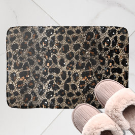 Luxury Glitter Brown Black Gold Leopard Pattern Badematte