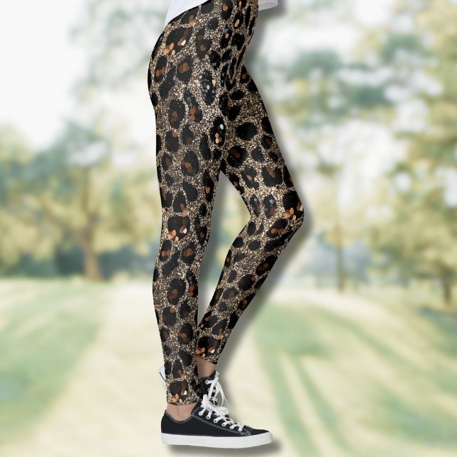 Luxury Glitter Brown Black Gold Leopard Pattern Leggings (Von Creator hochgeladen)