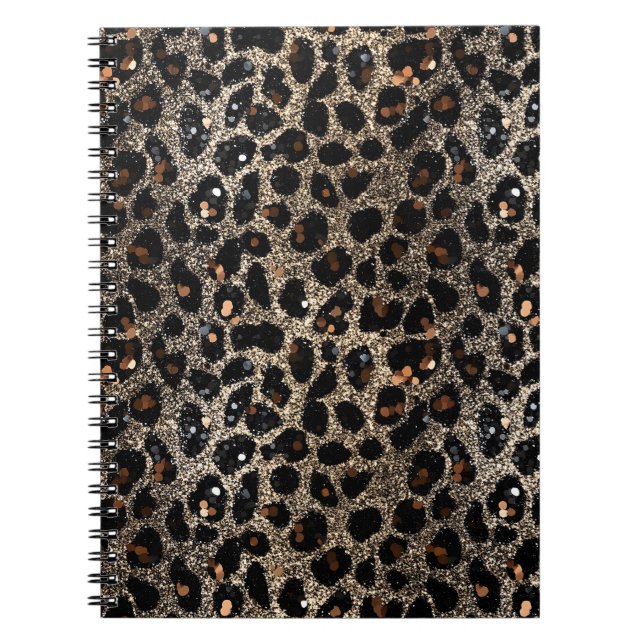 Luxury Glitter Brown Black Gold Leopard Pattern Notizblock (Vorderseite)