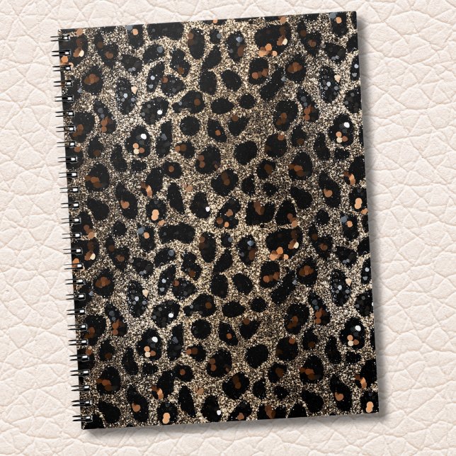Luxury Glitter Brown Black Gold Leopard Pattern Notizblock (Von Creator hochgeladen)
