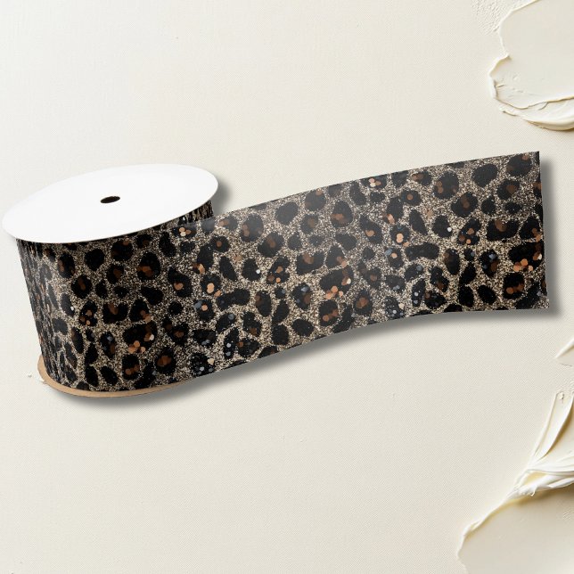 Luxury Glitter Brown Black Gold Leopard Pattern Satinband (Von Creator hochgeladen)
