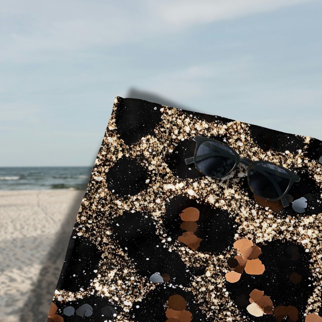 Luxury Glitter Brown Black Gold Leopard Pattern Strandtuch (Von Creator hochgeladen)
