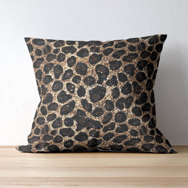 Luxury Glitter Gold Brown Black Leopard Pattern Kissen (Von Creator hochgeladen)