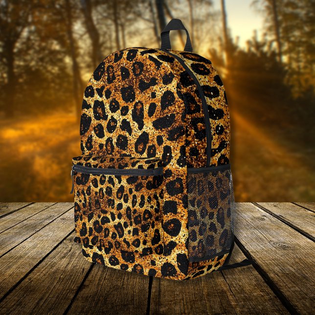 Luxury Glitter Gold Brown Rust Leopard Pattern Bedruckter Rucksack (Von Creator hochgeladen)