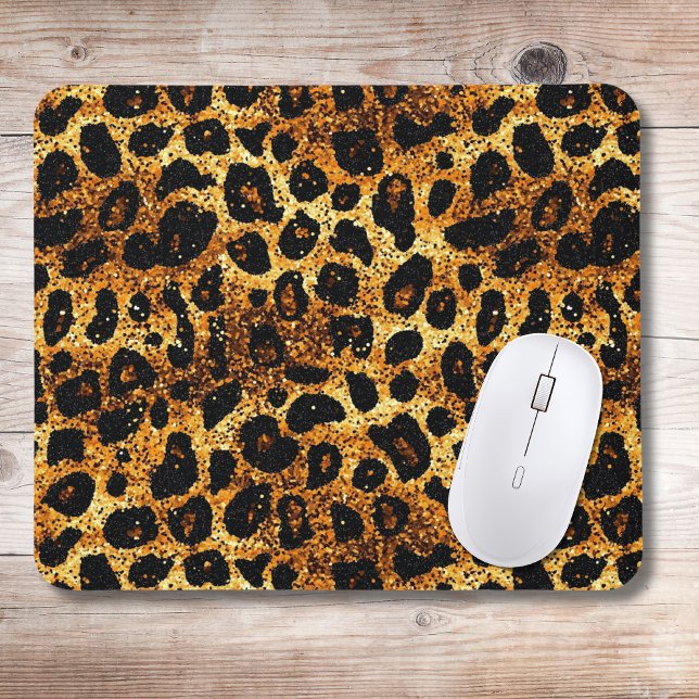 Luxury Glitter Gold Brown Rust Leopard Pattern Mousepad (Von Creator hochgeladen)